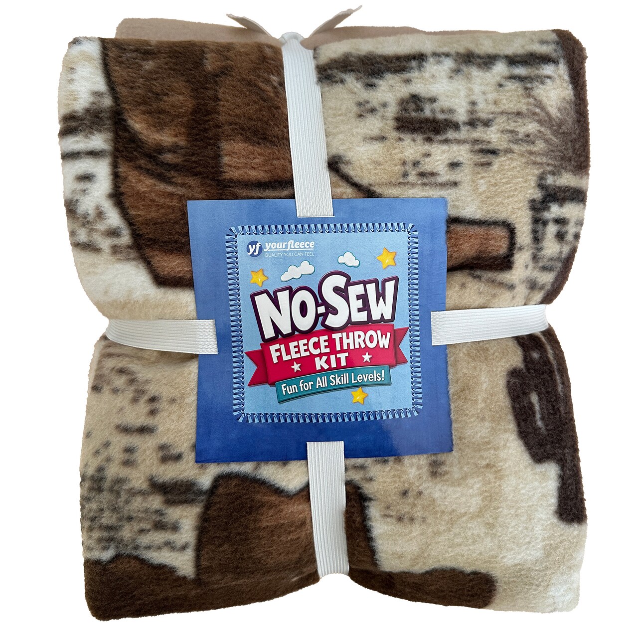 Old Wild West Anti-Pill Premium No-Sew Throw Fleece Fabric Kit